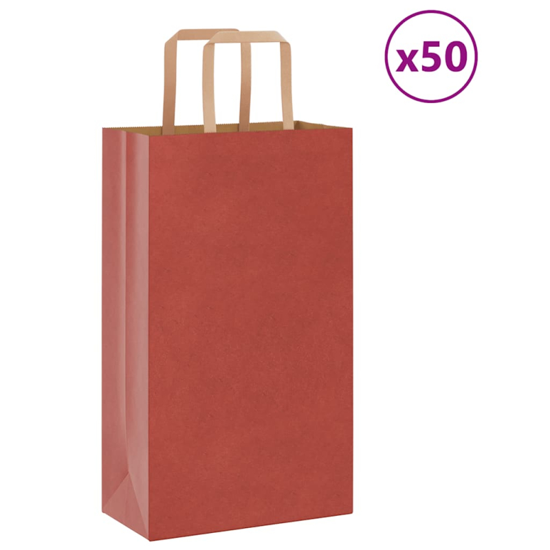 Papiertragetaschen 50 Stk. mit Henkeln Rot 21x11x36 cm