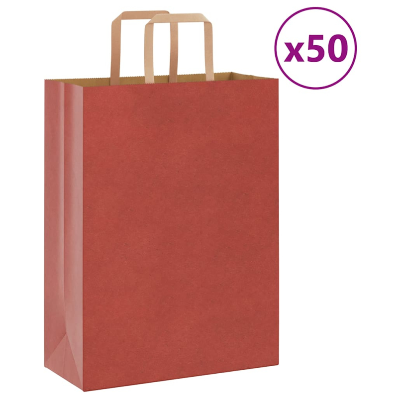 Papiertragetaschen 50 Stk. mit Henkeln Rot 26x12x35 cm