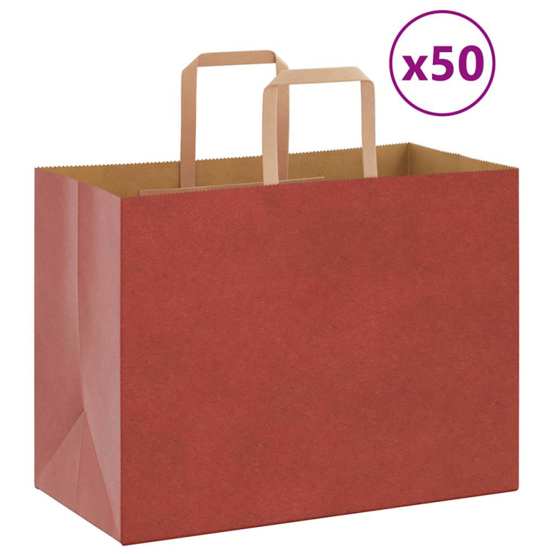 Papiertragetaschen 50 Stk. mit Henkeln Rot 32x17x25 cm