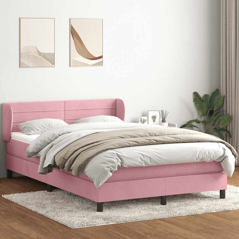 Boxspringbett mit Matratze Rosa 160x210 cm Samt