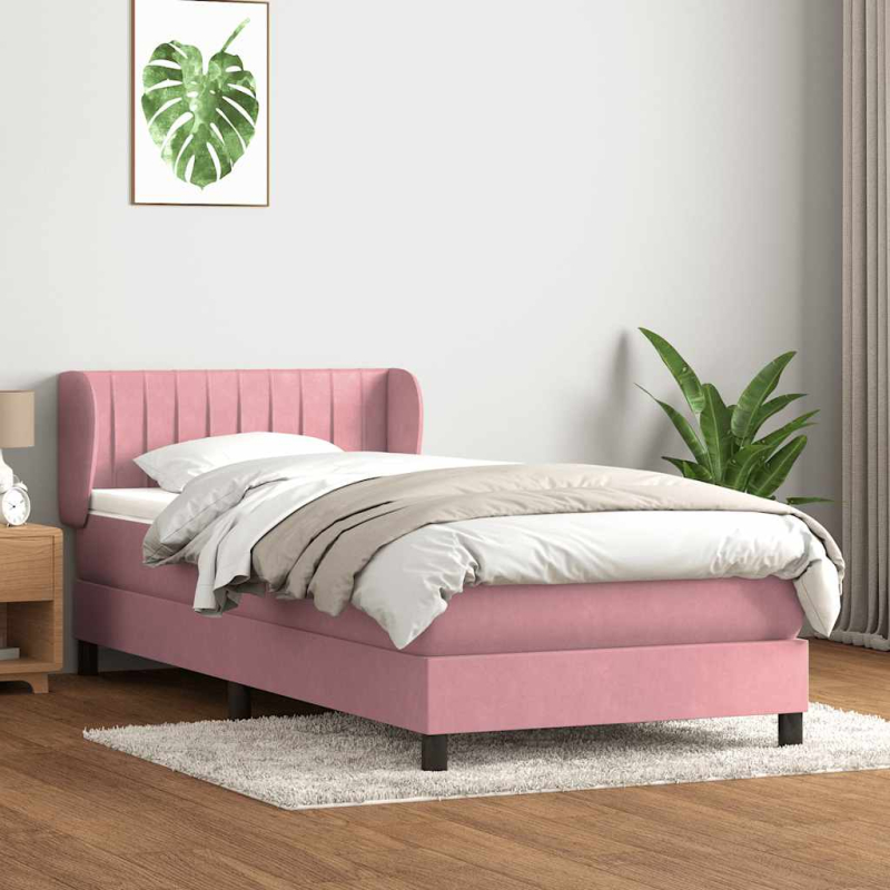Boxspringbett mit Matratze Rosa 90x220 cm Samt