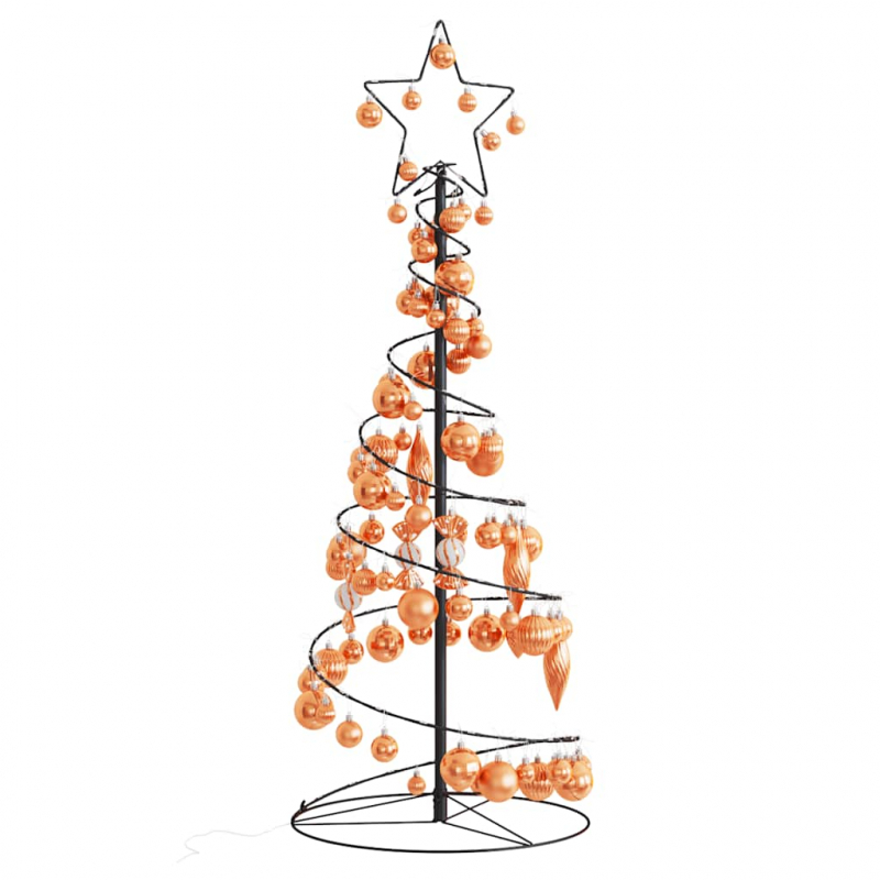 Weihnachtsbaum Kegelform mit Kugeln 80 LEDs Warmweiß 120 cm