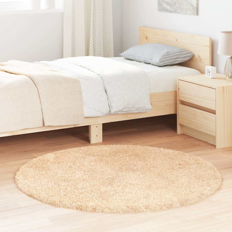 Teppich Shaggy Hochflor NAVARRA Beige 120x120 cm Polyester