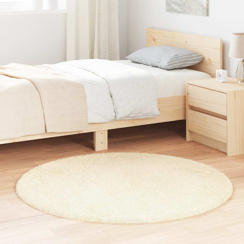 Teppich Shaggy Hochflor NAVARRA Creme 120x120 cm Polyester