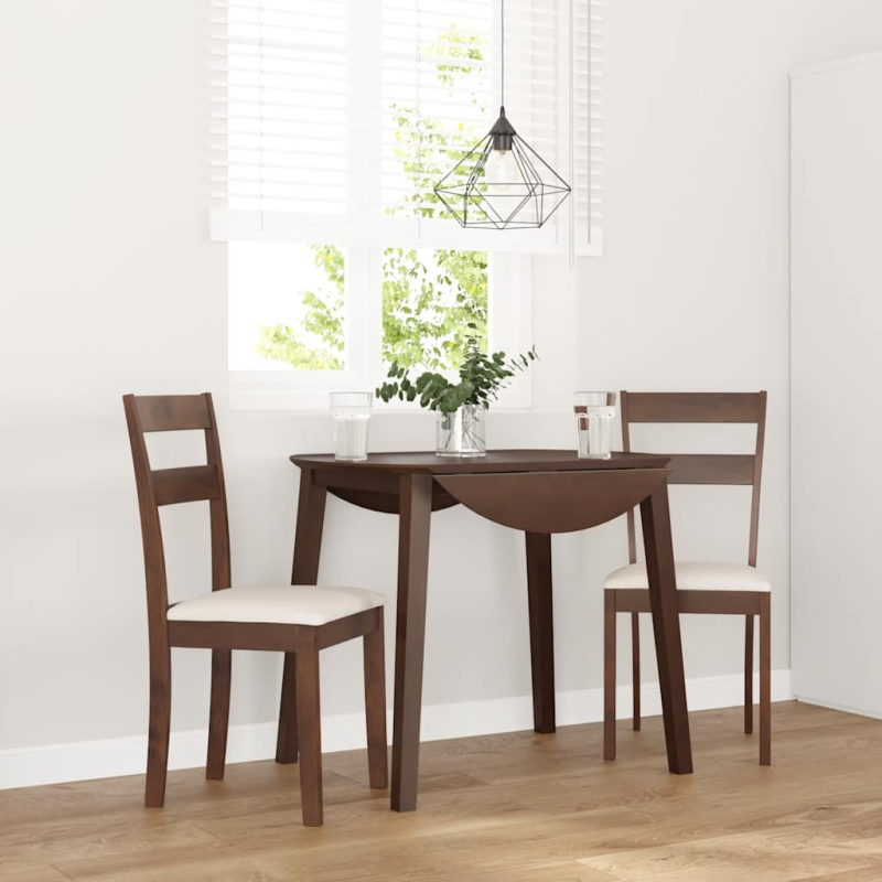 Esszimmerstühle mit Kissen 2 Stk. Braun Massivholz Gummibaum