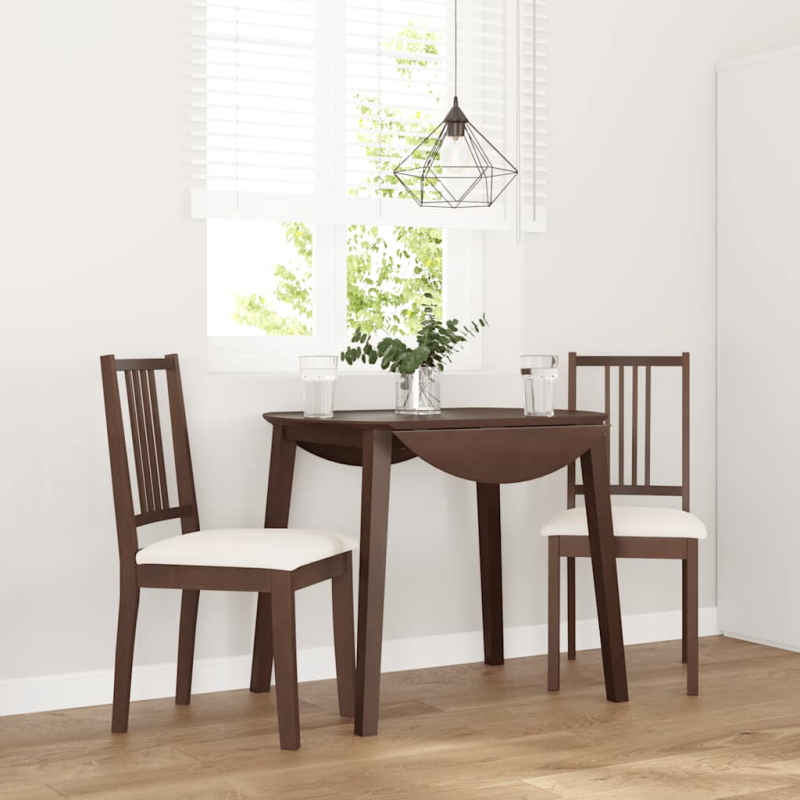 Esszimmerstühle mit Kissen 2 Stk. Braun Massivholz Gummibaum