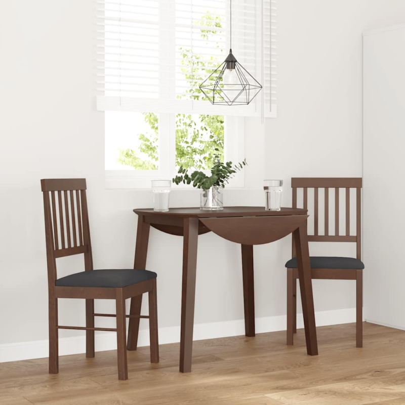 Esszimmerstühle mit Kissen 2 Stk. Braun Massivholz Gummibaum