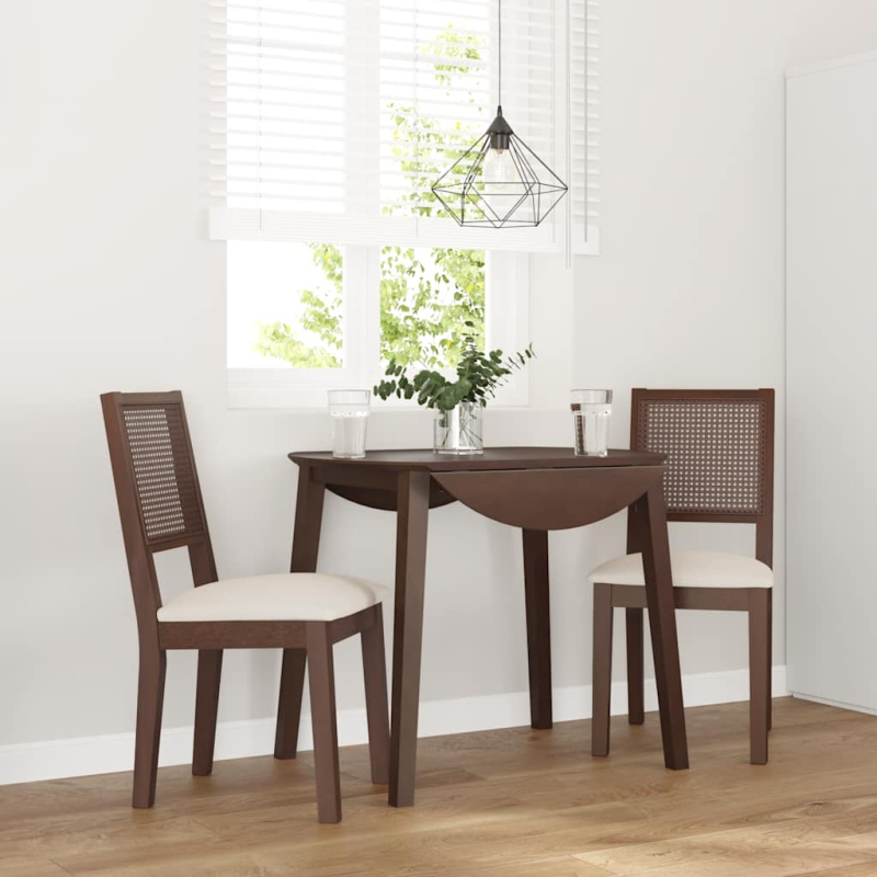 Esszimmerstühle mit Kissen 2 Stk. Braun Massivholz Gummibaum