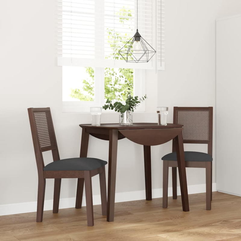 Esszimmerstühle mit Kissen 2 Stk. Braun Massivholz Gummibaum