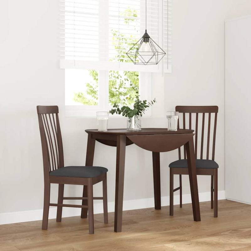 Esszimmerstühle mit Kissen 2 Stk. Braun Massivholz Gummibaum