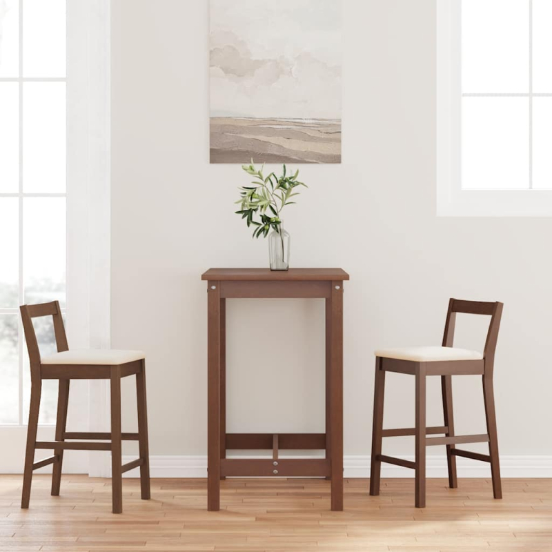 Barhocker mit Kissen 2 Stk. Braun Massivholz Gummibaum