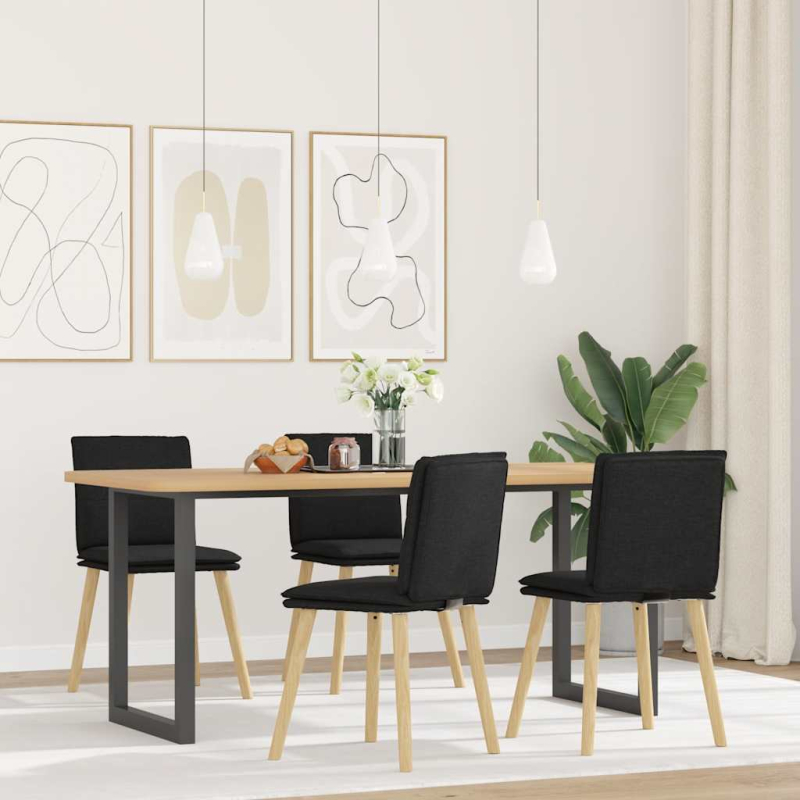 Esszimmerstühle 4 Stk. Schwarz Stoff