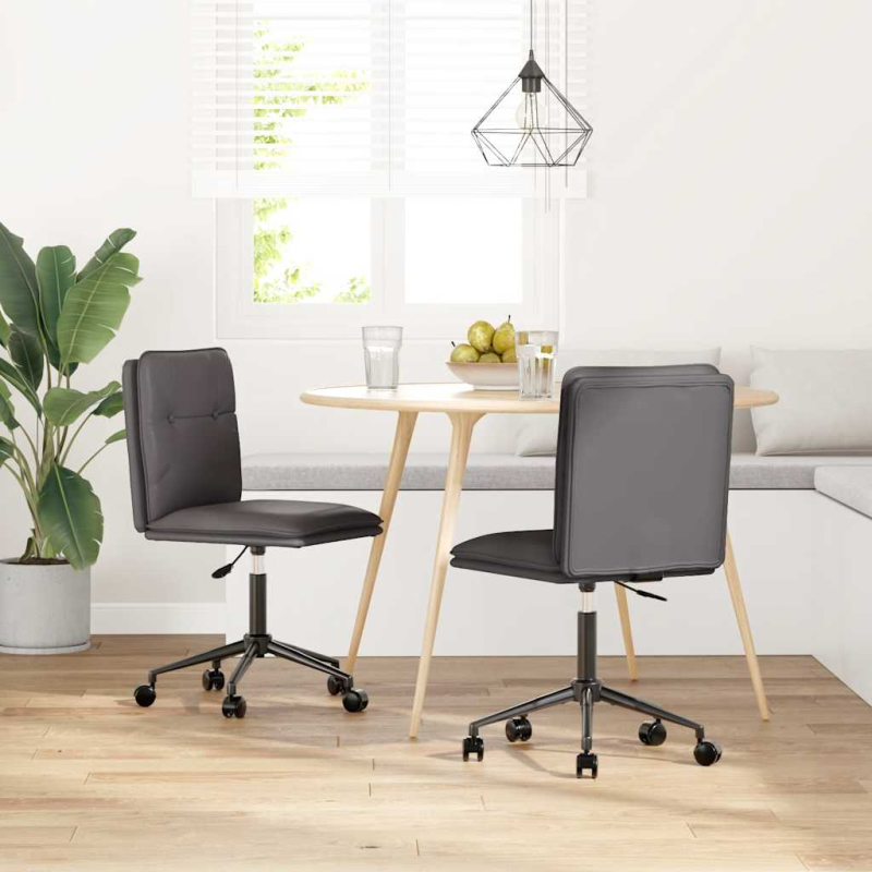 Esszimmerstühle 2 Stk. Grau Kunstleder