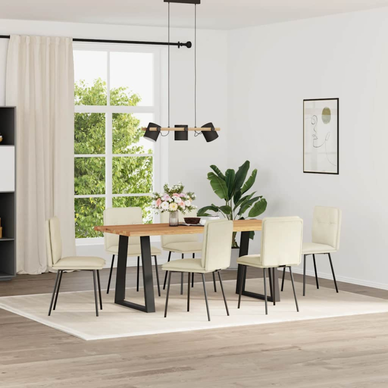 Esszimmerstühle 6 Stk. Creme Samt