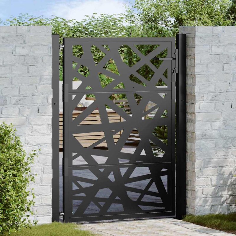 Gartentor Schwarz 105x130 cm Stahl Lichtdesign
