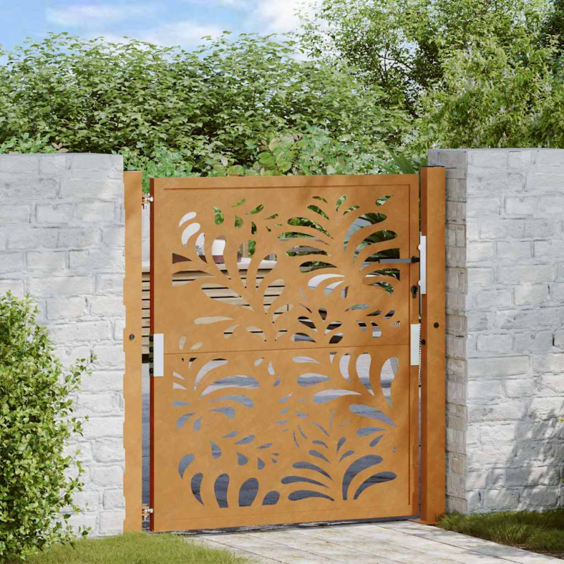 Gartentor 105x105 cm Wetterfester Stahl Wellen-Design