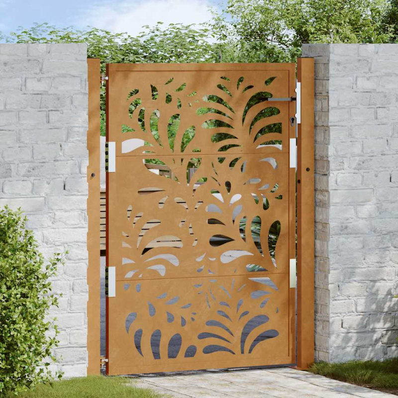 Gartentor 105x130 cm Wetterfester Stahl Wellen-Design