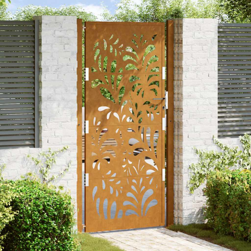 Gartentor 105x205 cm Wetterfester Stahl Wellen-Design