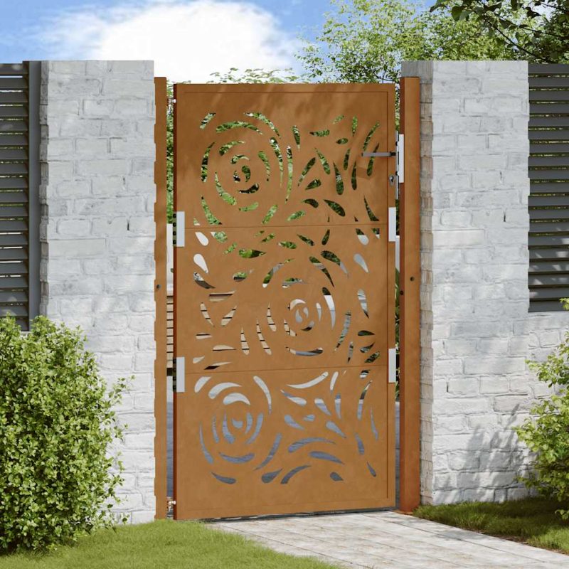 Gartentor 105x155 cm Wetterfester Stahl Flammen-Design