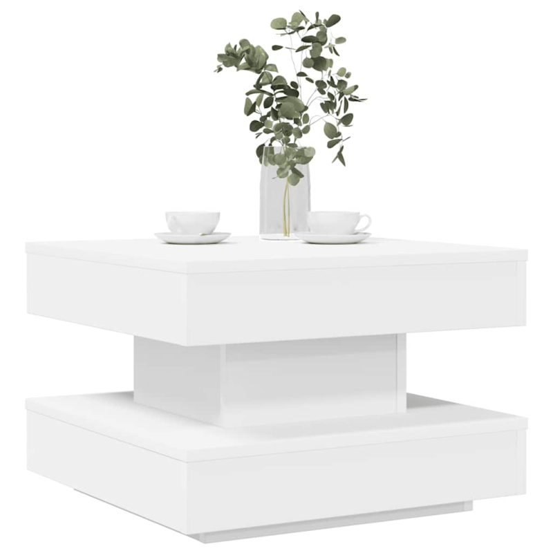 Couchtisch 360-Grad Drehbar Weiß 50x50x34,5 cm