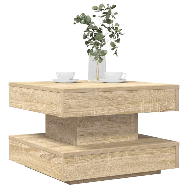 Couchtisch 360-Grad Drehbar Sonoma-Eiche 50x50x34,5 cm