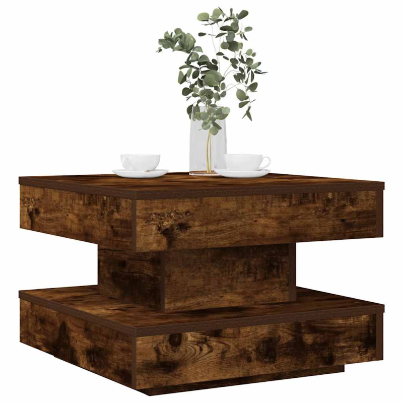 Couchtisch 360-Grad Drehbar Räuchereiche 50x50x34,5 cm