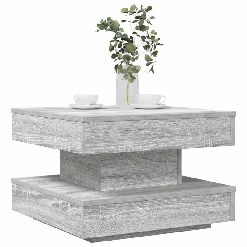 Couchtisch 360-Grad Drehbar Grau Sonoma 50x50x34,5 cm