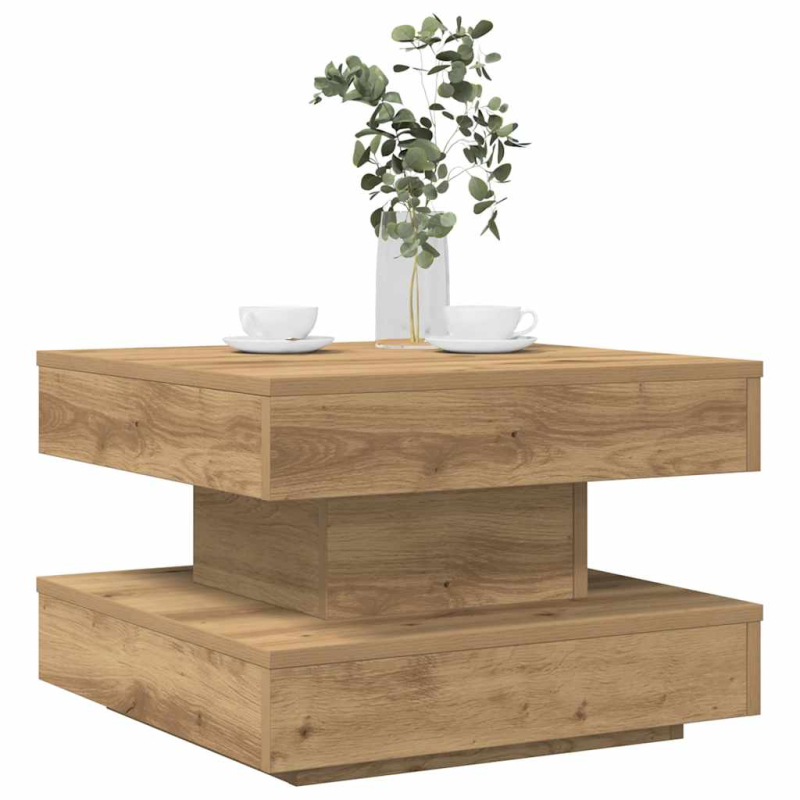 Couchtisch 360-Grad Drehbar Artisan-Eiche 50x50x34,5 cm