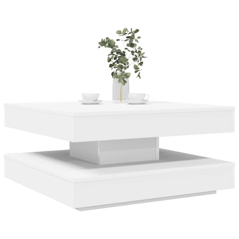 Couchtisch 360-Grad Drehbar Weiß 70x70x34,5 cm