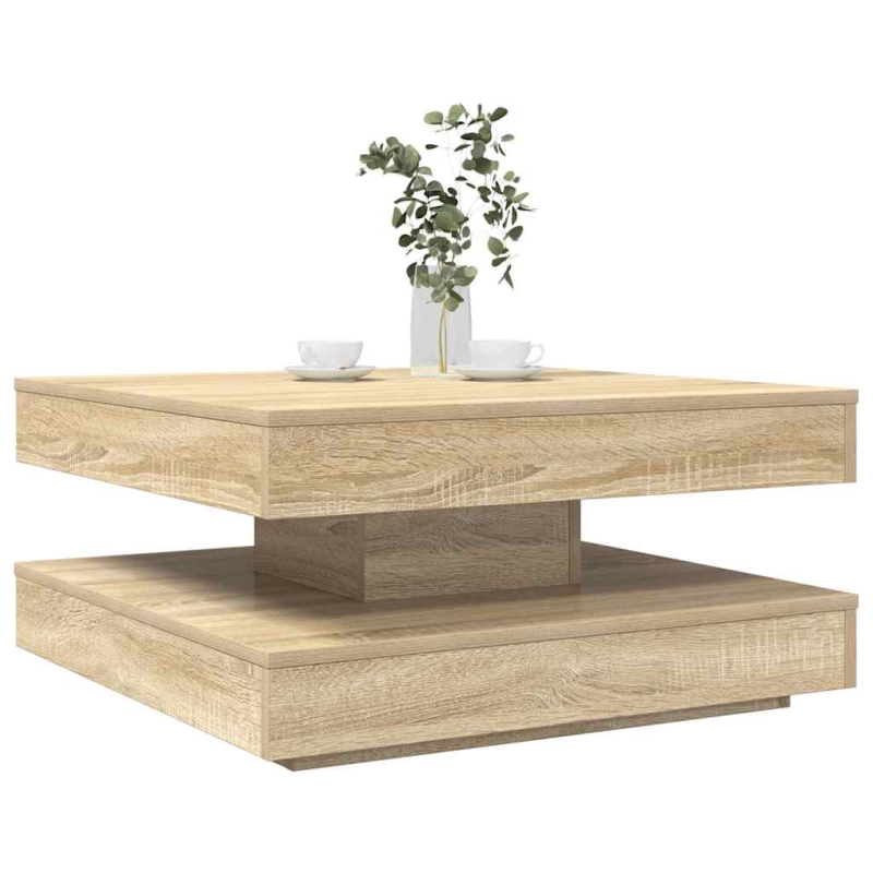 Couchtisch 360-Grad Drehbar Sonoma-Eiche 70x70x34,5 cm