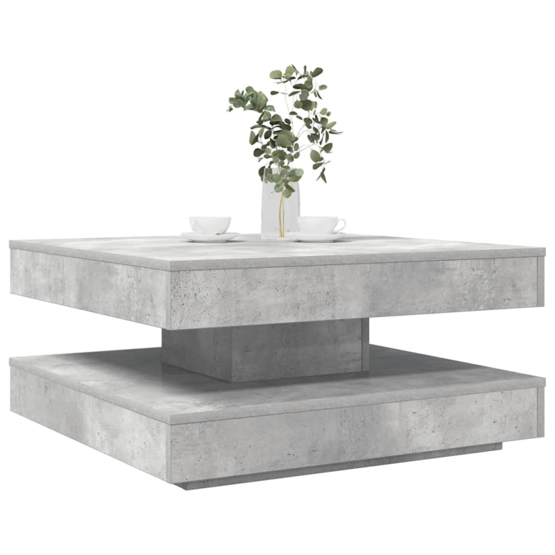 Couchtisch 360-Grad Drehbar Betongrau 70x70x34,5 cm