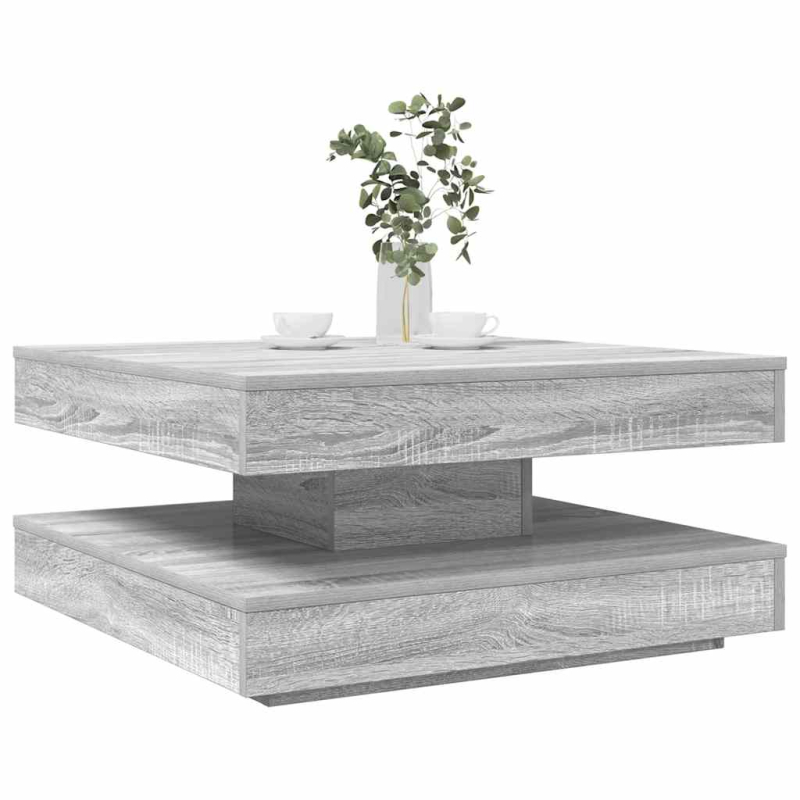 Couchtisch 360-Grad Drehbar Grau Sonoma 70x70x34,5 cm