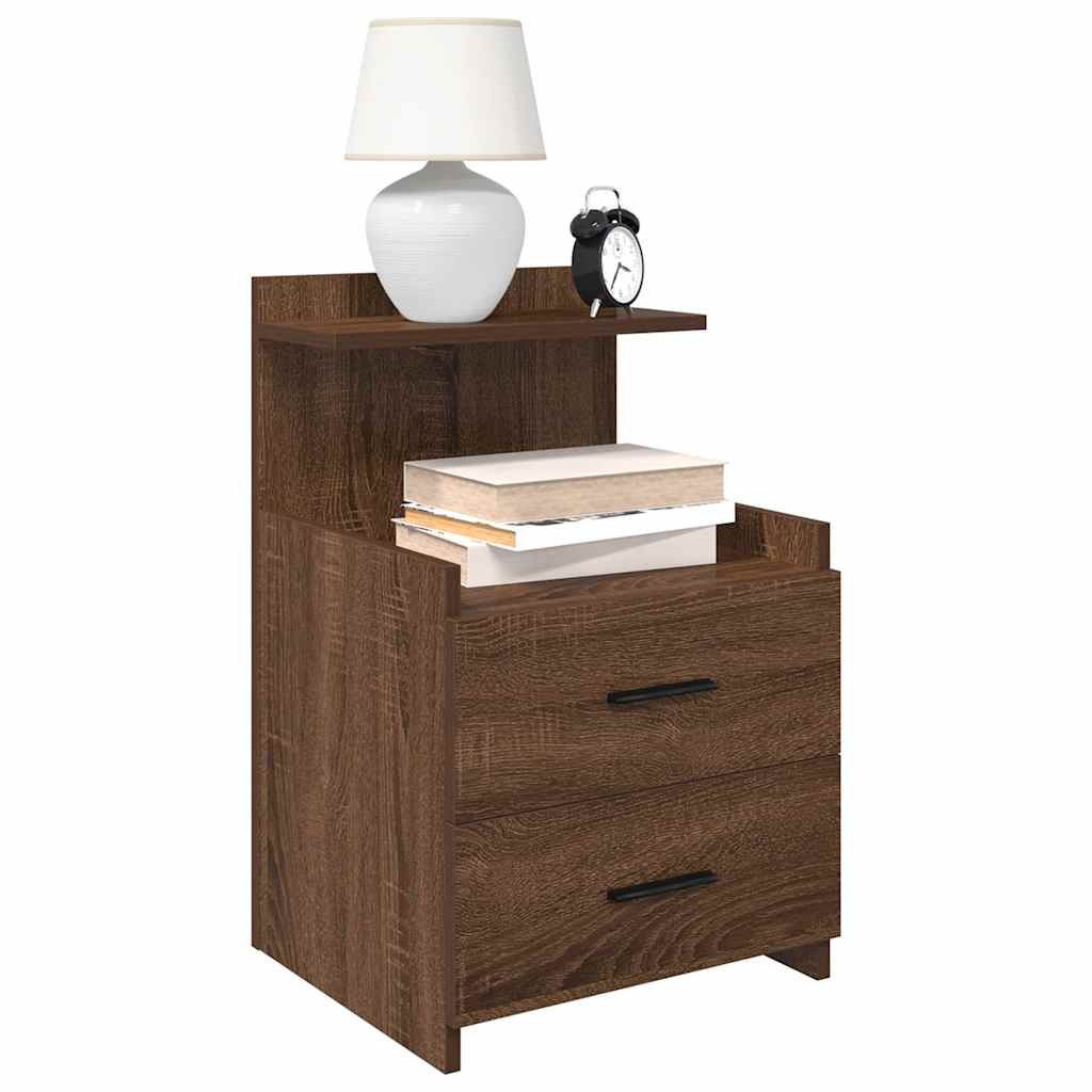 Nachttisch mit 2 Schubladen Braun Eiche 40x36,5x62 cm