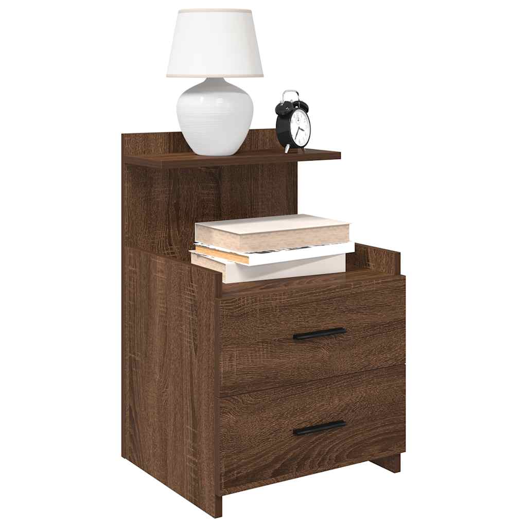 Nachttische 2 Stk. mit 2 Schubladen Braun Eiche 40x36,5x62 cm