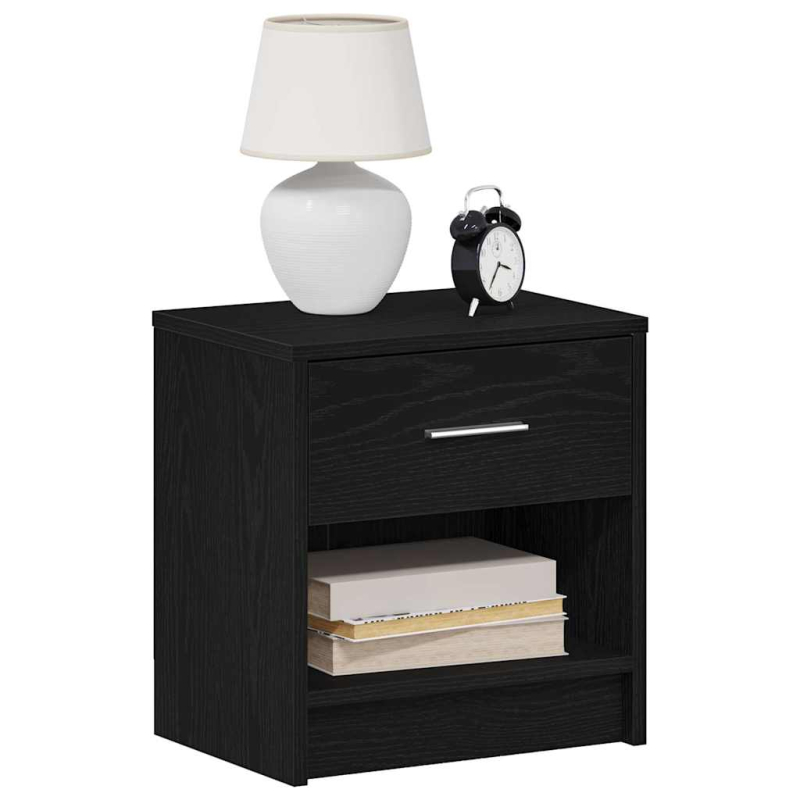 Nachttische 2 Stk. mit Schublade Schwarz 39x28x41 cm