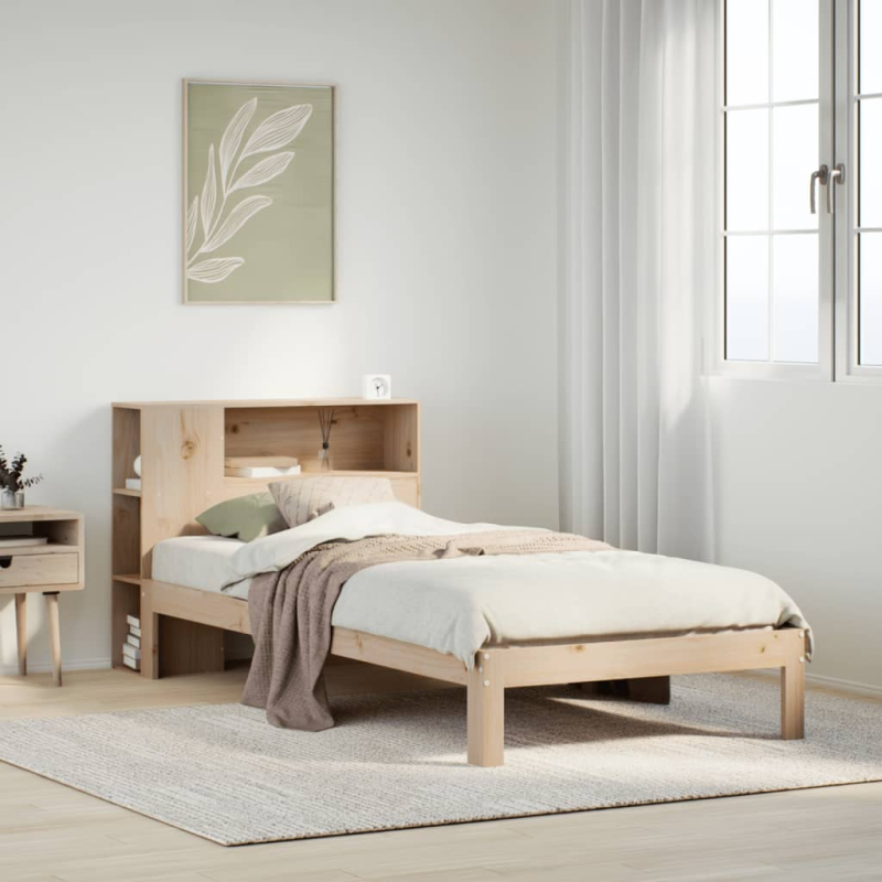 Massivholzbett mit Regal ohne Matratze 90x200 cm Kiefer