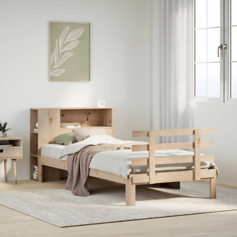 Bücherregalbett ohne Matratze 75x190 cm Massivholz Kiefer
