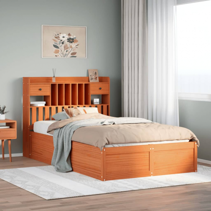 Massivholzbett ohne Matratze Wachsbraun 120x190 cm Kiefernholz