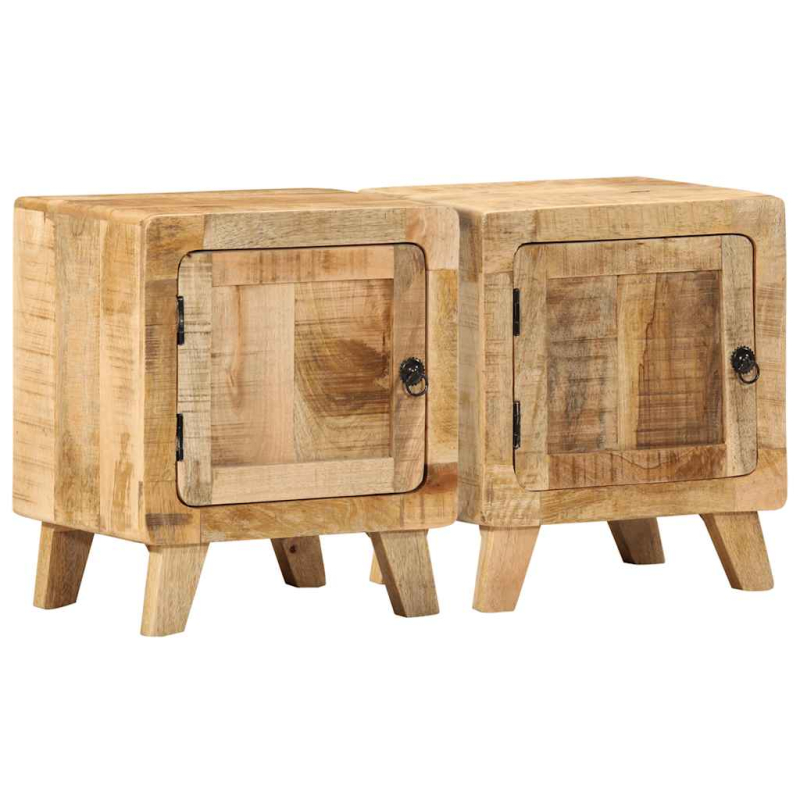 Nachttisch 2 Stk. 40x32x46 cm Raues Massivholz Mango