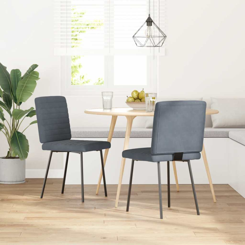 Esszimmerstühle 2 Stk. Dunkelgrau Samt