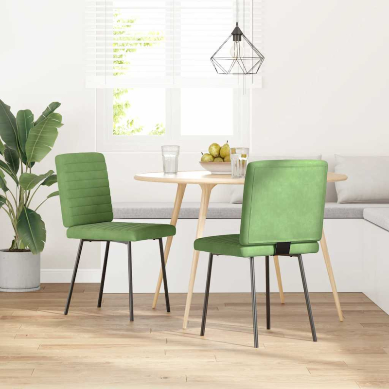 Esszimmerstühle 2 Stk. Hellgrün Samt