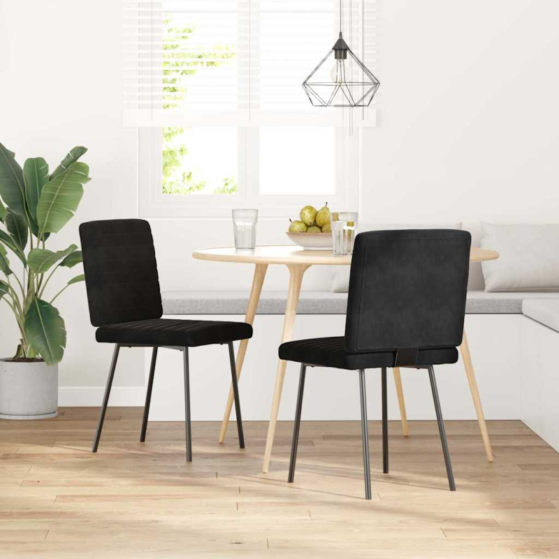 Esszimmerstühle 2 Stk. Schwarz Samt