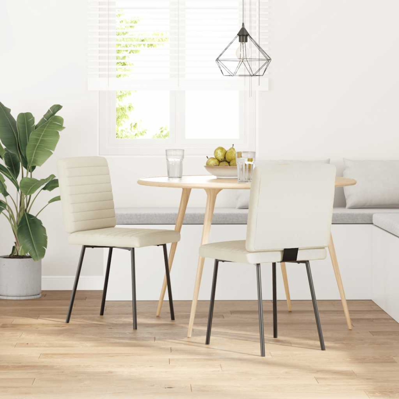Esszimmerstühle 2 Stk. Creme Samt
