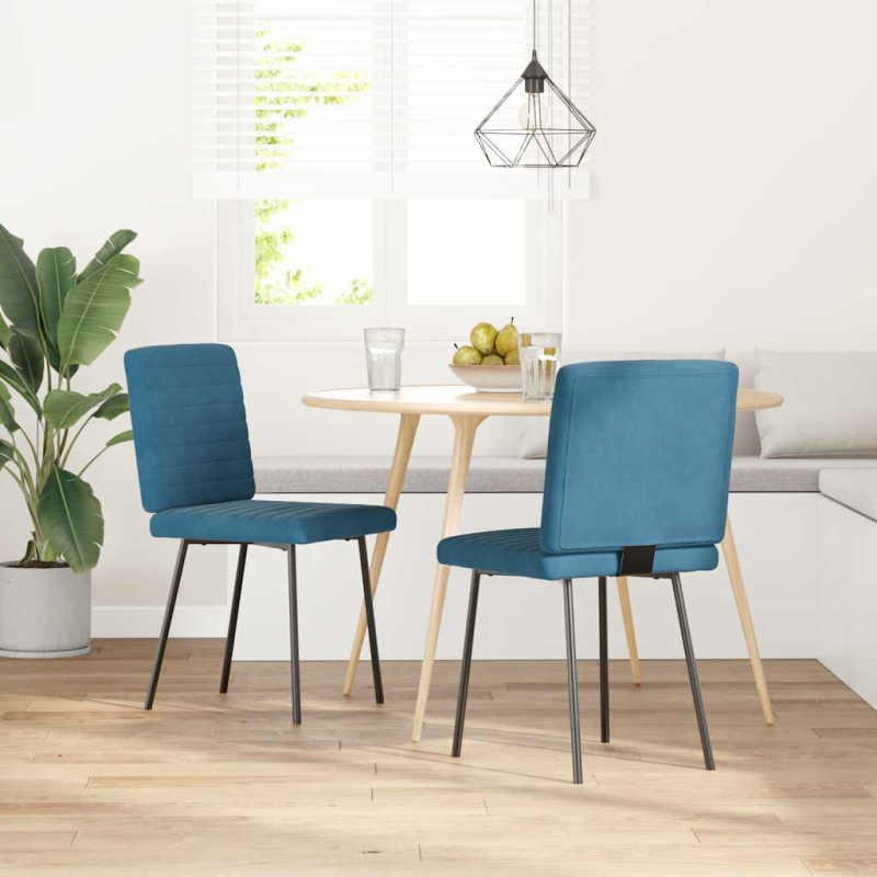 Esszimmerstühle 2 Stk. Blau Samt