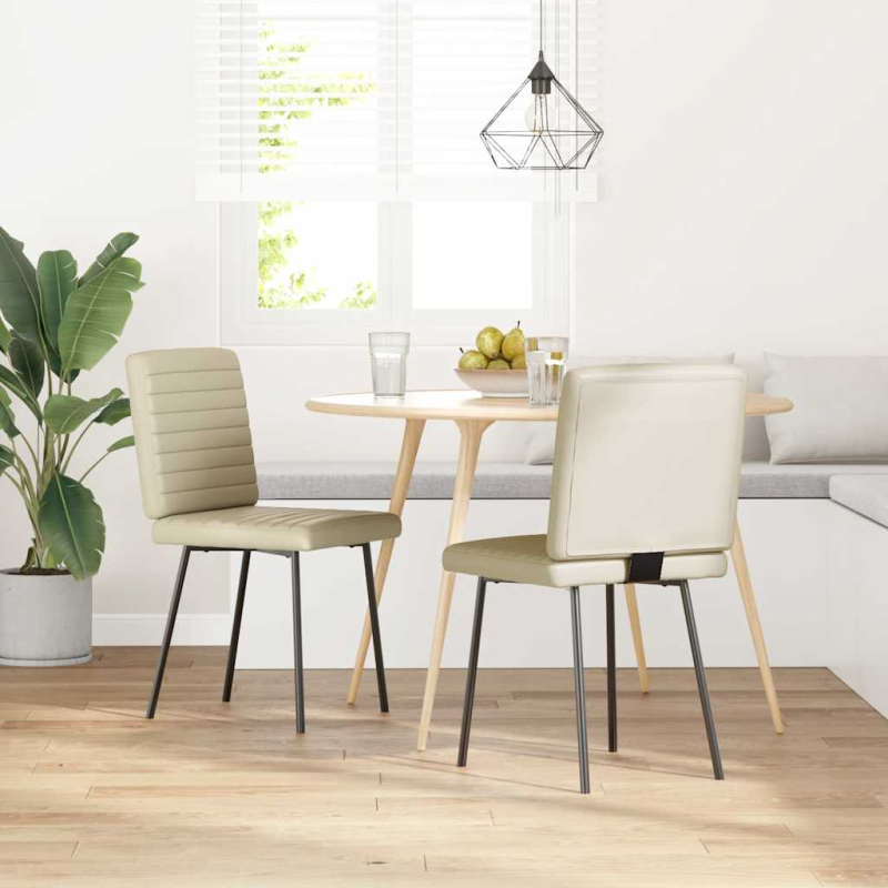 Esszimmerstühle 2 Stk. Creme Kunstleder