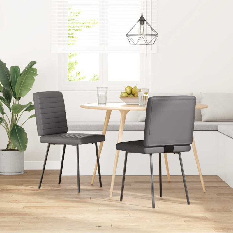 Esszimmerstühle 2 Stk. Grau Kunstleder