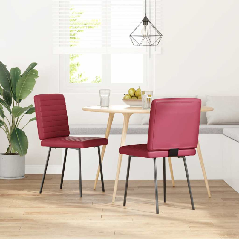 Esszimmerstühle 2 Stk. Weinrot Kunstleder