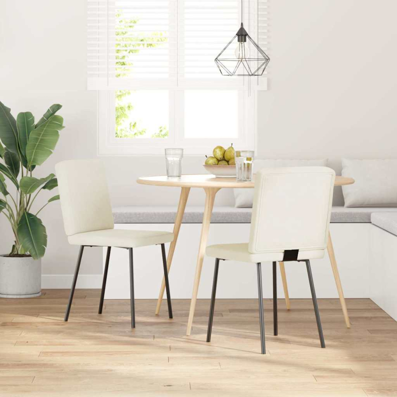 Esszimmerstühle 2 Stk. Creme Samt