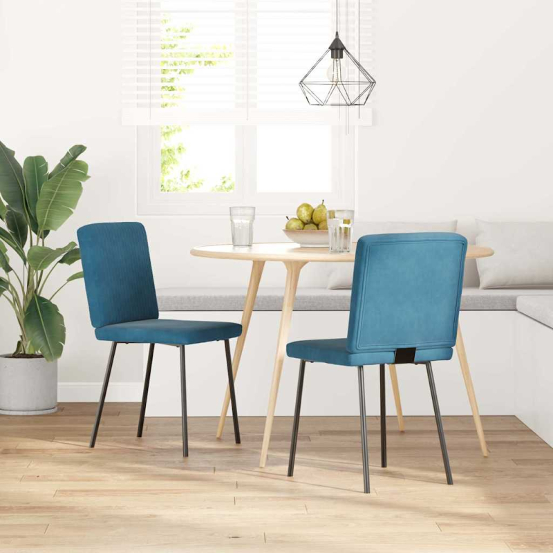 Esszimmerstühle 2 Stk. Blau Samt