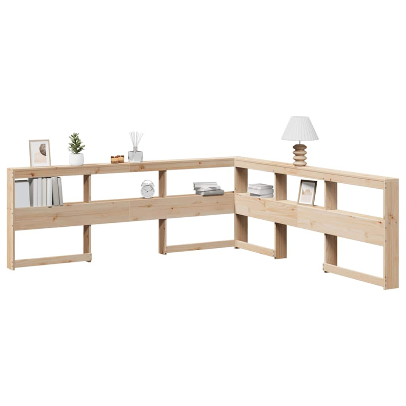 Kopfteil mit Bücherregal L-Form 200 cm Massivholz Kiefer